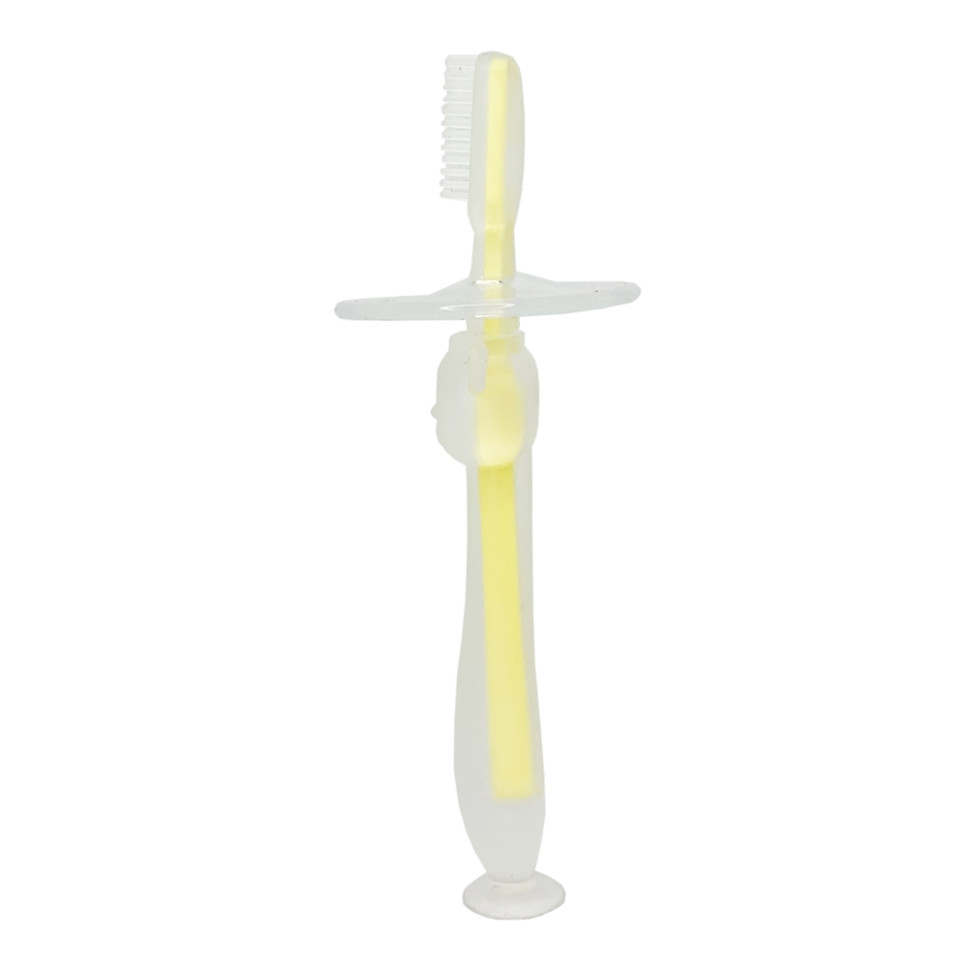 Силіконова зубна щітка Mumlove Mega Zayka MGZ-0707(Yellow) з обмежувачем