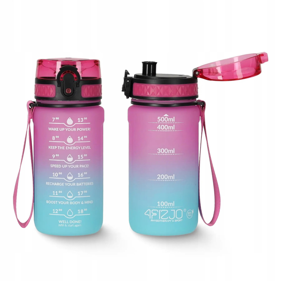 Спортивна пляшка для воды 4FIZJO 4FJ0628 Pink/Sky Blue 500 мл