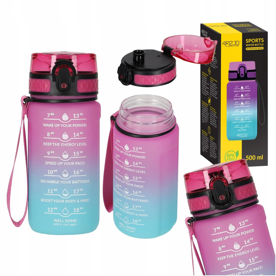 Спортивна пляшка для воды 4FIZJO 4FJ0628 Pink/Sky Blue 500 мл