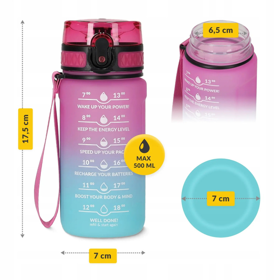 Спортивна пляшка для воды 4FIZJO 4FJ0628 Pink/Sky Blue 500 мл
