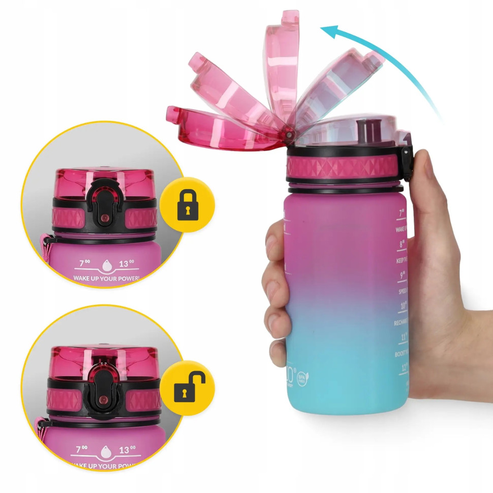 Спортивна пляшка для воды 4FIZJO 4FJ0628 Pink/Sky Blue 500 мл
