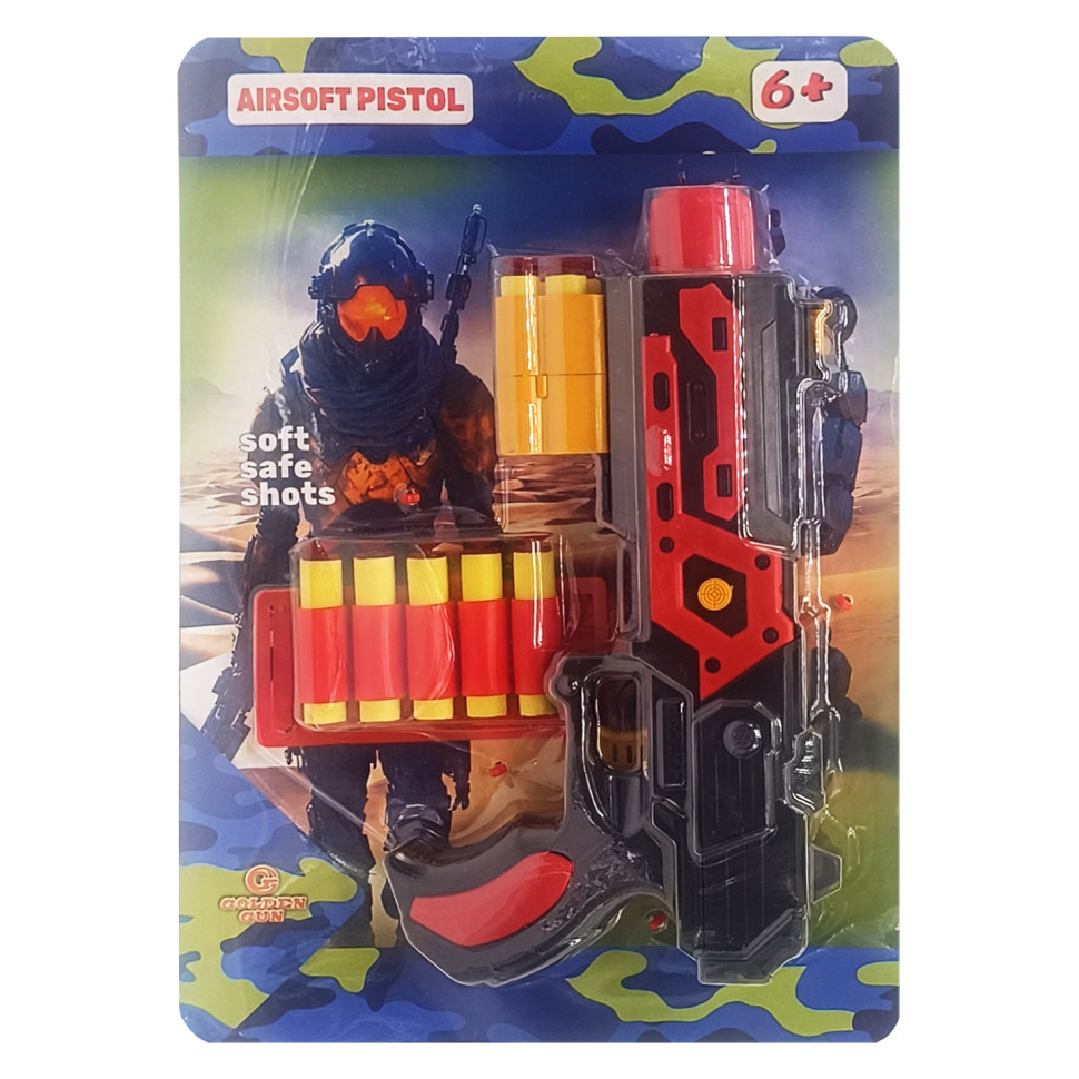 Детский игрушечный пистолет «М 65» Golden Gun 932GG(Red) стреляет мягкими поролоновыми пулями
