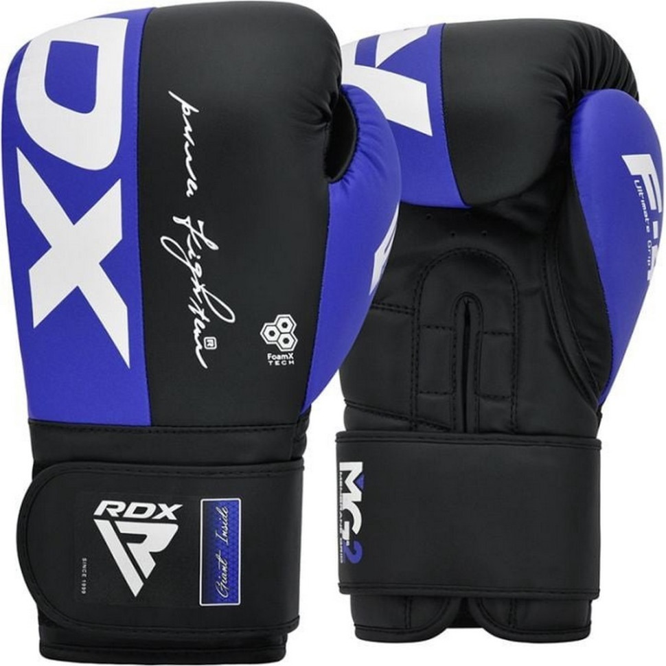 Боксерские перчатки F4 Boxing Sparring Gloves Hook & Loop RDX Inc Limited BGR-F4U-14OZ, BLUE/BLACK 14 унций
