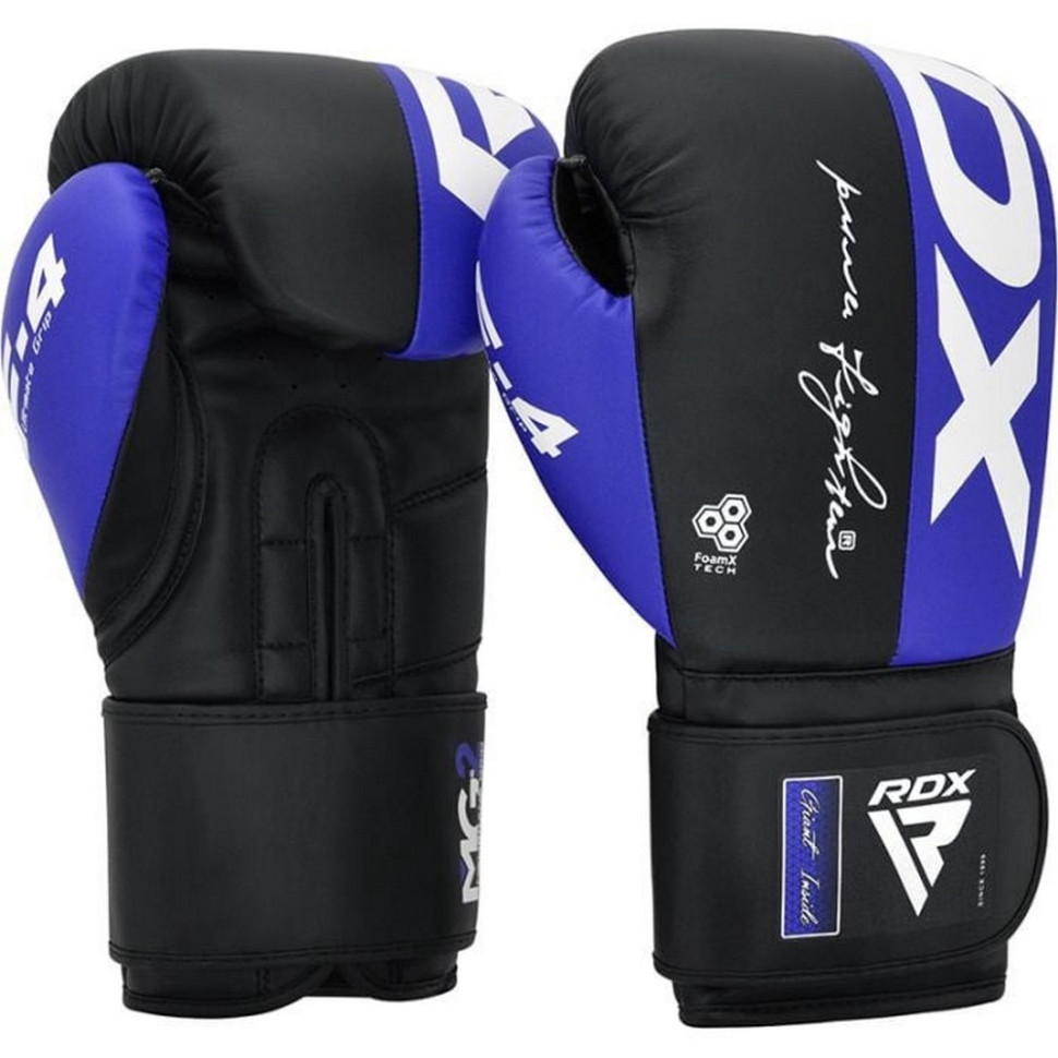 Боксерские перчатки F4 Boxing Sparring Gloves Hook & Loop RDX Inc Limited BGR-F4U-14OZ, BLUE/BLACK 14 унций