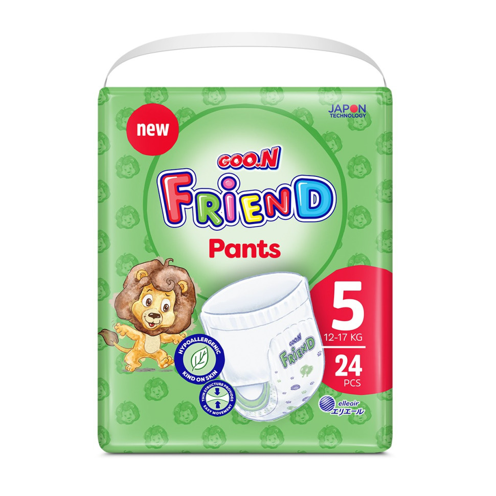 Трусики-подгузники для детей Ԍоо.N Friend F1010117-002,12-17 кг (размер 5, унисекс 24 шт)