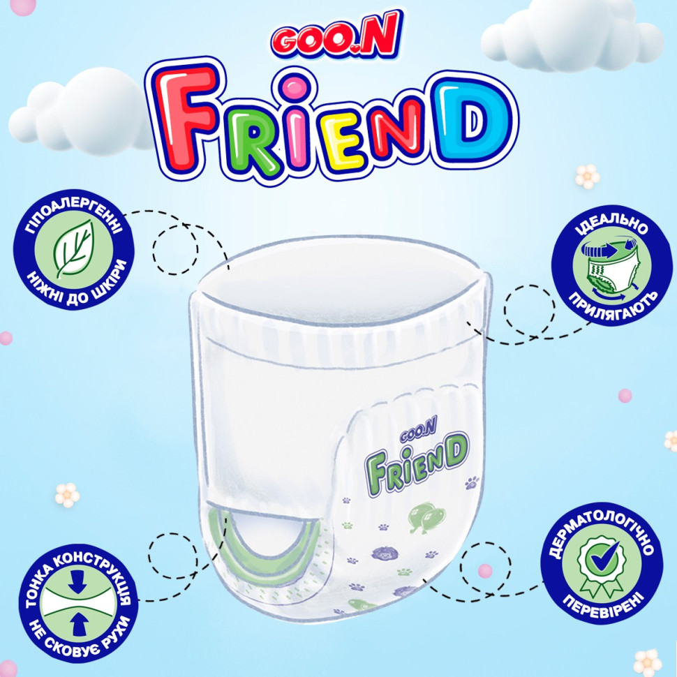 Трусики-подгузники для детей Ԍоо.N Friend F1010117-002,12-17 кг (размер 5, унисекс 24 шт)