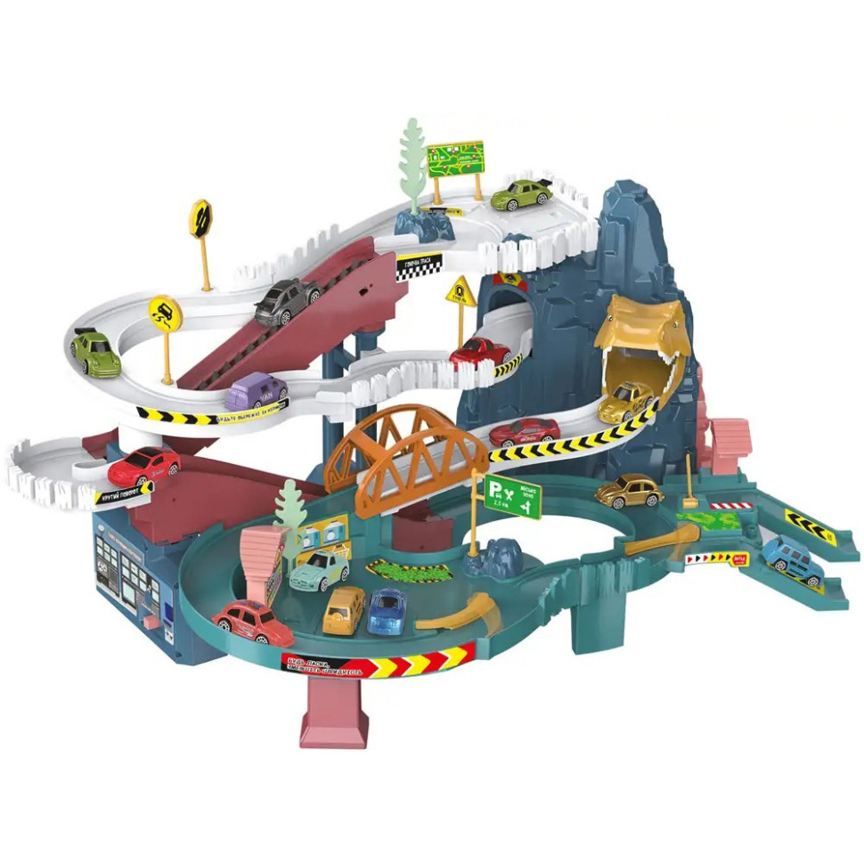 Ігровий набір Автотрек-серпантин Dino ZIPP Toys 5501A, електричний 6 машинок