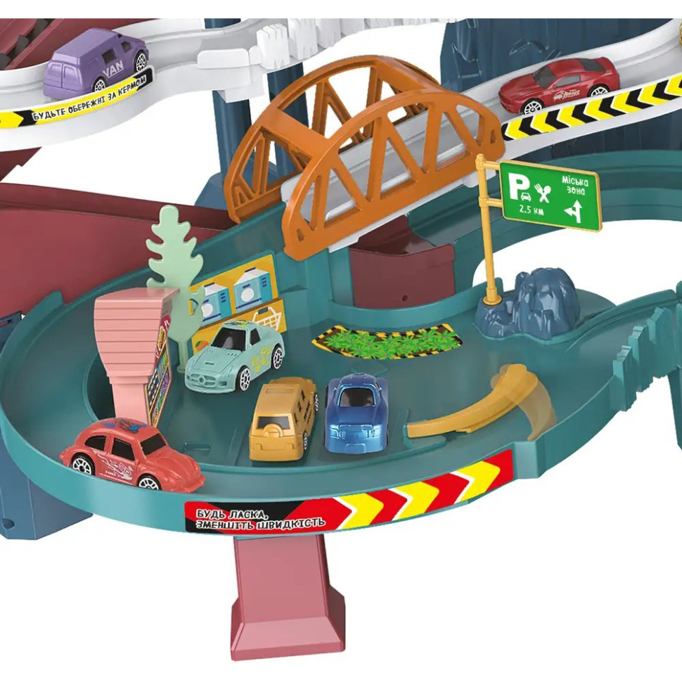 Ігровий набір Автотрек-серпантин Dino ZIPP Toys 5501A, електричний 6 машинок