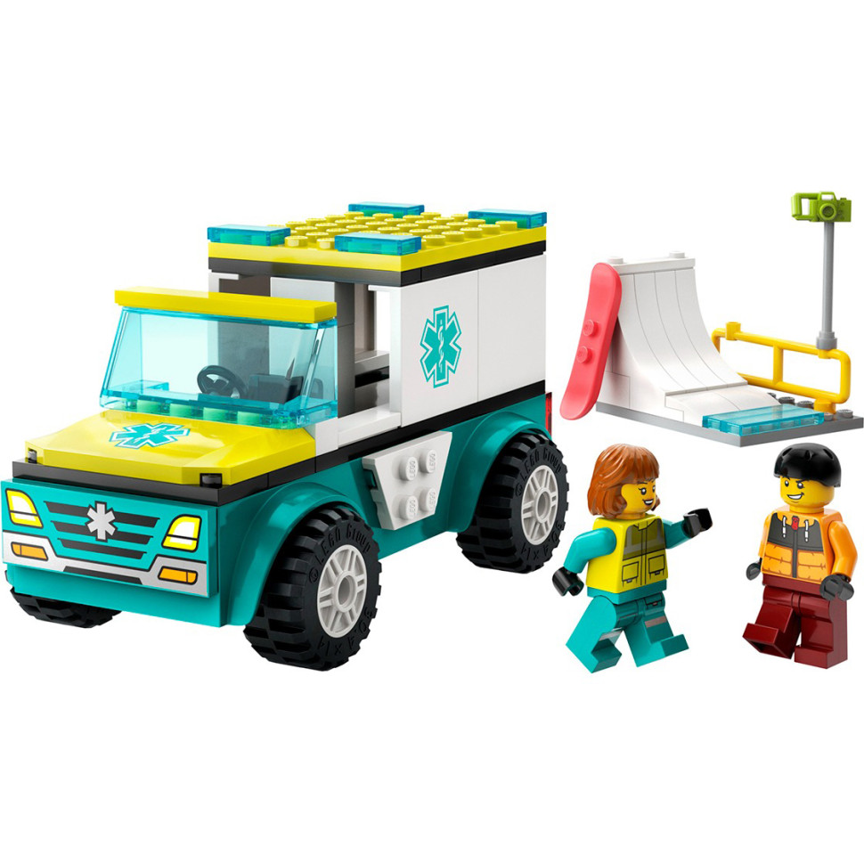 Конструктор Lego City Карета скорой помощи и сноубордист 60403, 79 деталей