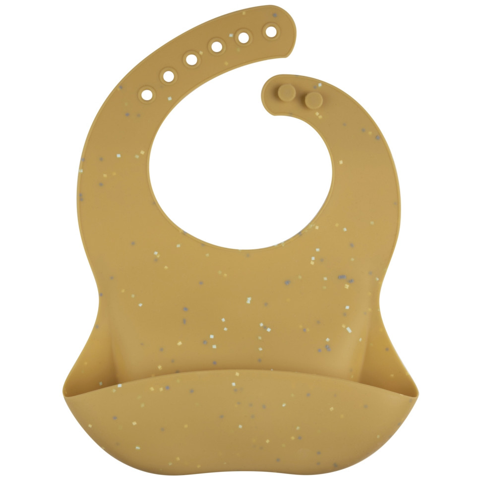 Детский слюнявчик силиконовый с кармашком Dots Canpol babies 51/029_yel желтый