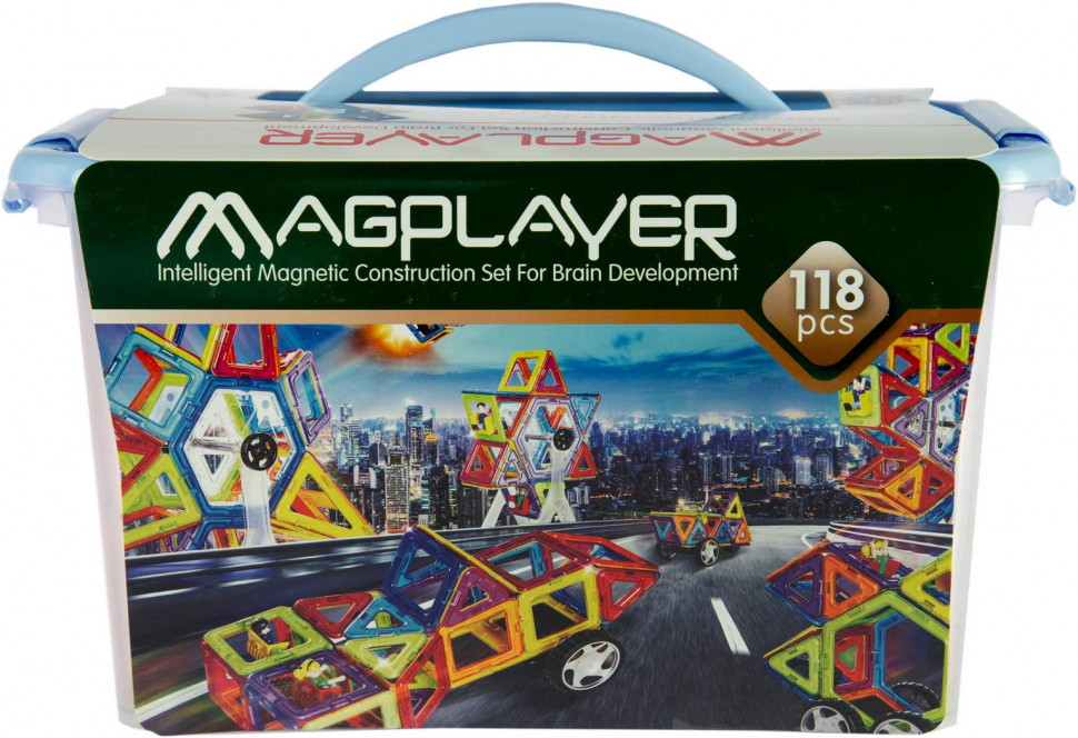 Конструктор Magplayer магнитный набор 118 эл. MPT-118