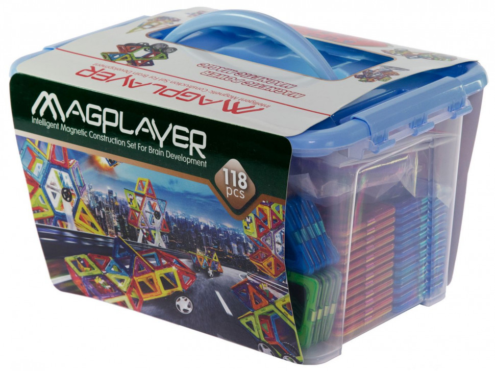 Конструктор Magplayer магнитный набор 118 эл. MPT-118
