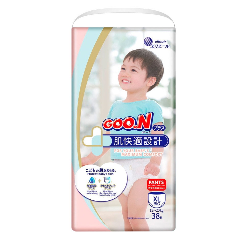 Трусики-підгузки для дітей 12-20 кг GOO.N Plus 843341 розмір Big (XL), 38 шт