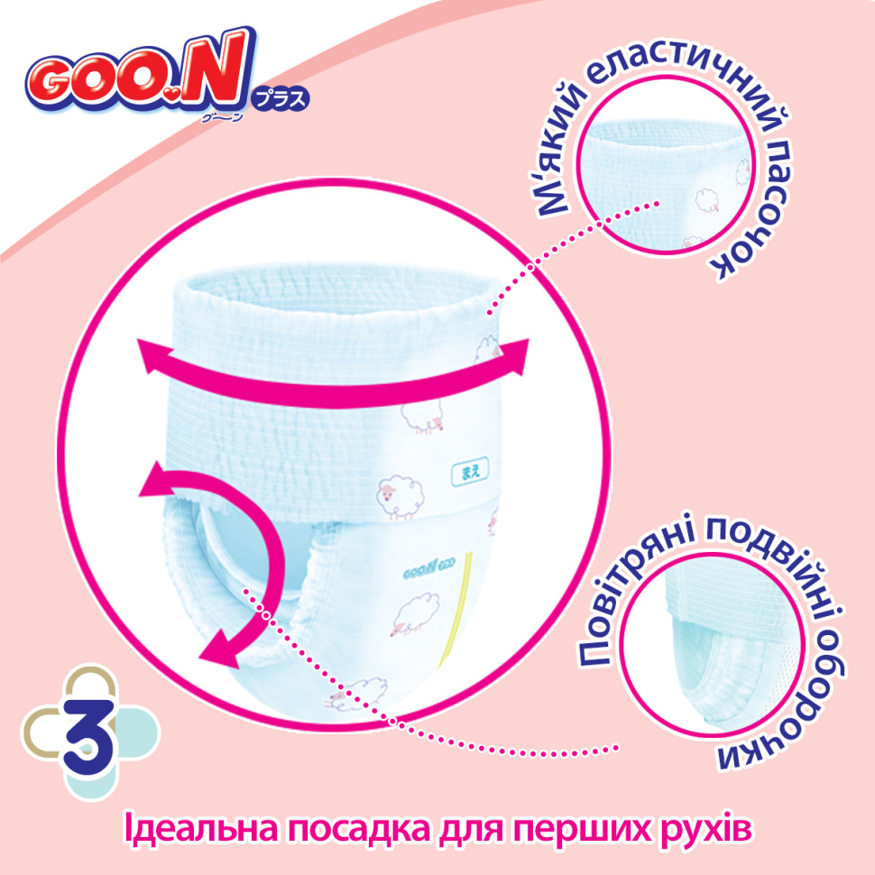 Трусики-підгузки для дітей 12-20 кг GOO.N Plus 843341 розмір Big (XL), 38 шт