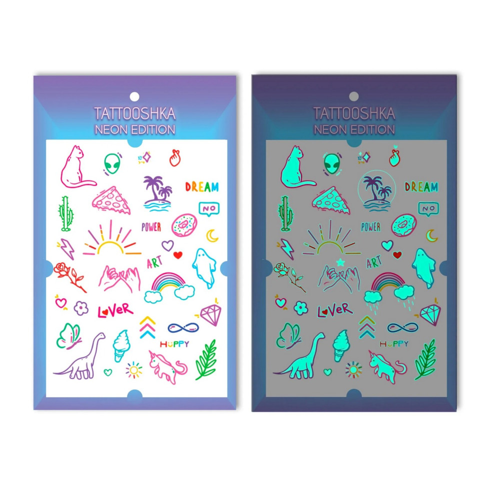 Набір тимчасових татуювань HAPPY TATTOOSHKA LB-165 неонові