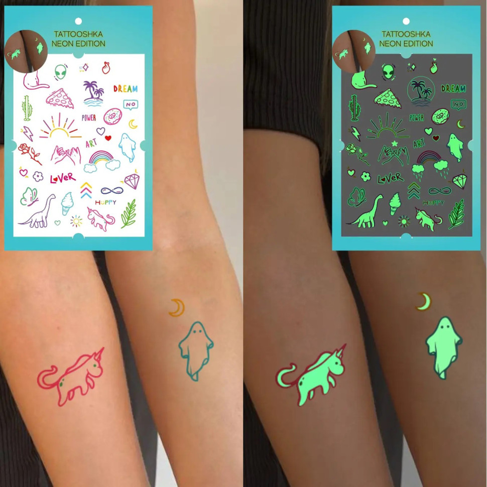 Набір тимчасових татуювань HAPPY TATTOOSHKA LB-165 неонові