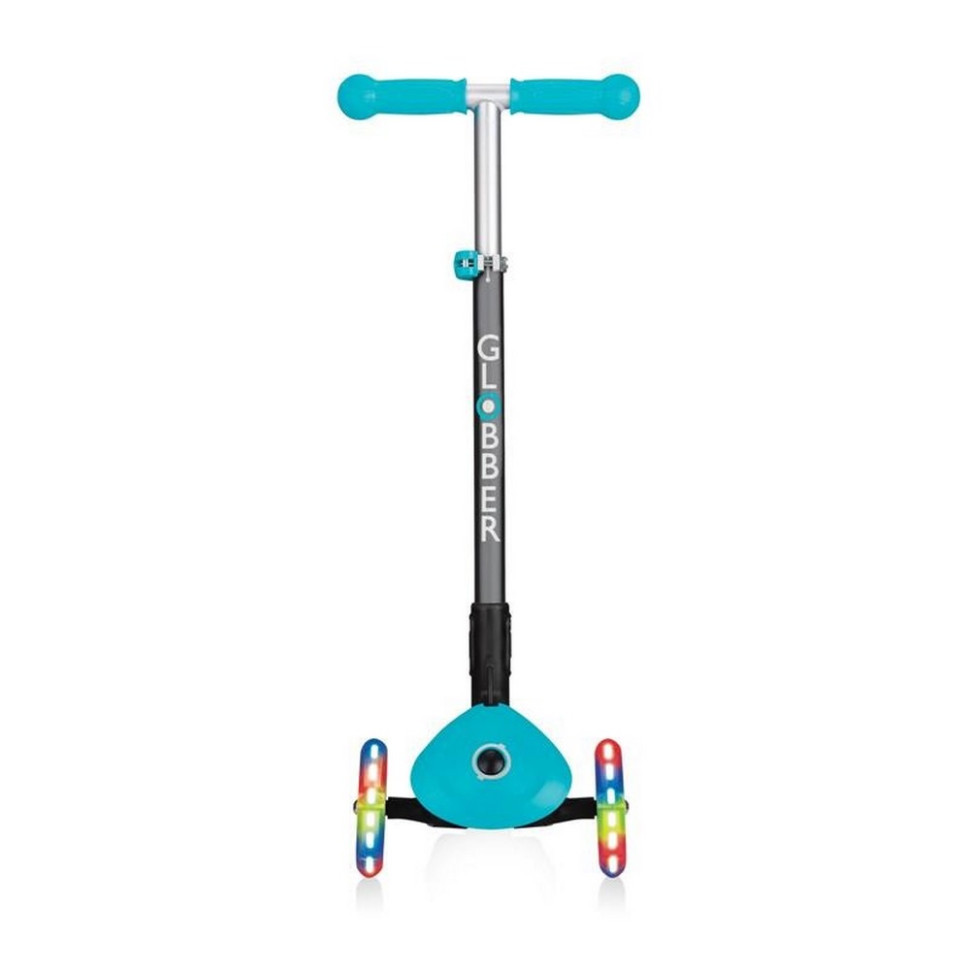Самокат трехколесный PRIMO FOLDABLE LIGHTS GLOBBER 432-105-2 бирюзовый, колеса с подсветкой