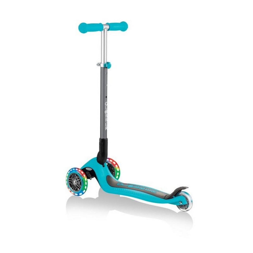 Самокат трехколесный PRIMO FOLDABLE LIGHTS GLOBBER 432-105-2 бирюзовый, колеса с подсветкой