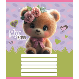 Тетрадь ученическая "Мини мишки" Leader 012-510157C-4 в косую линию, 12 листов (959051)