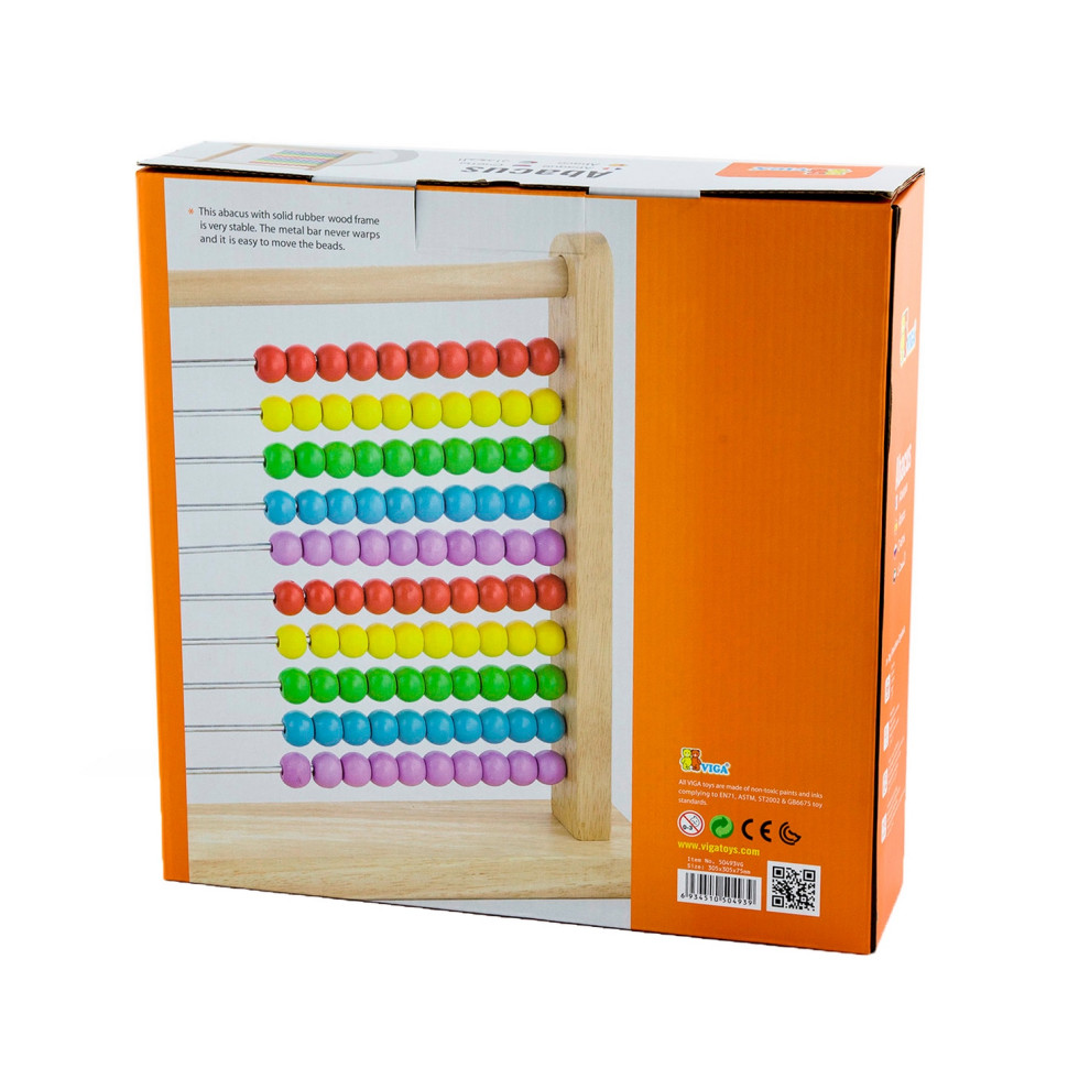 Дерев'яна рахівниця Viga Toys 50493, 10 рядів по 10 кісточок