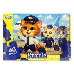 Детские пазлы-макси "Пушистые работники авиалинии" Danko Toys Mx60-12-10, 60 элементов