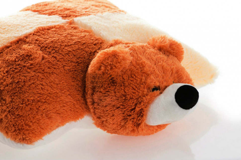 М'яка іграшка-подушка Alina Toys ведмедик 45 см персиковий і коричневий 5784767ALN