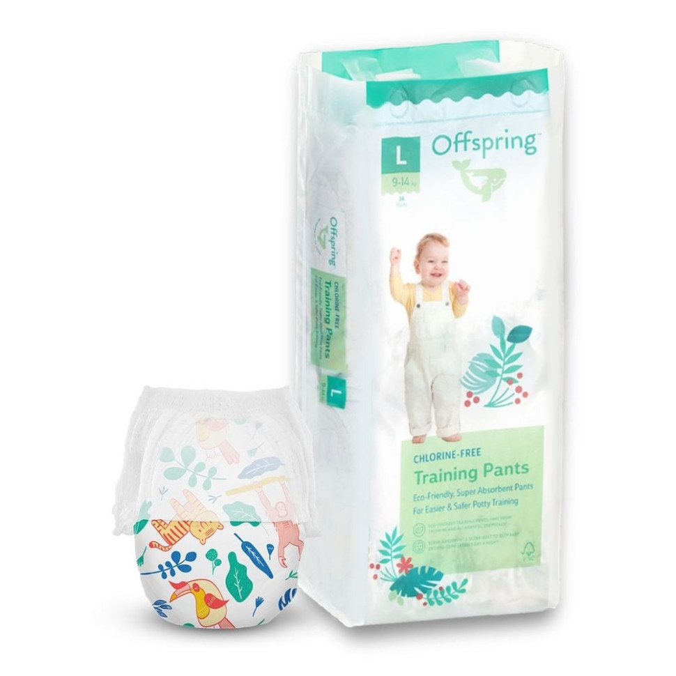 Трусики-підгузки для дітей 9-14 кг Offspring DP-OI-FAP-L36P-AML розмір L 36 штук
