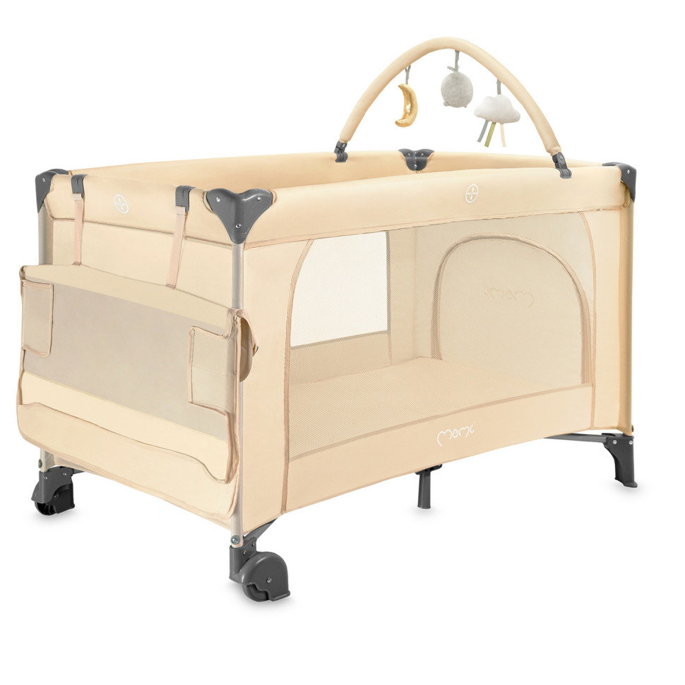 Детская кровать-манеж BELOVE PLUS MoMi LOZE00026 beige складная, с игрушками
