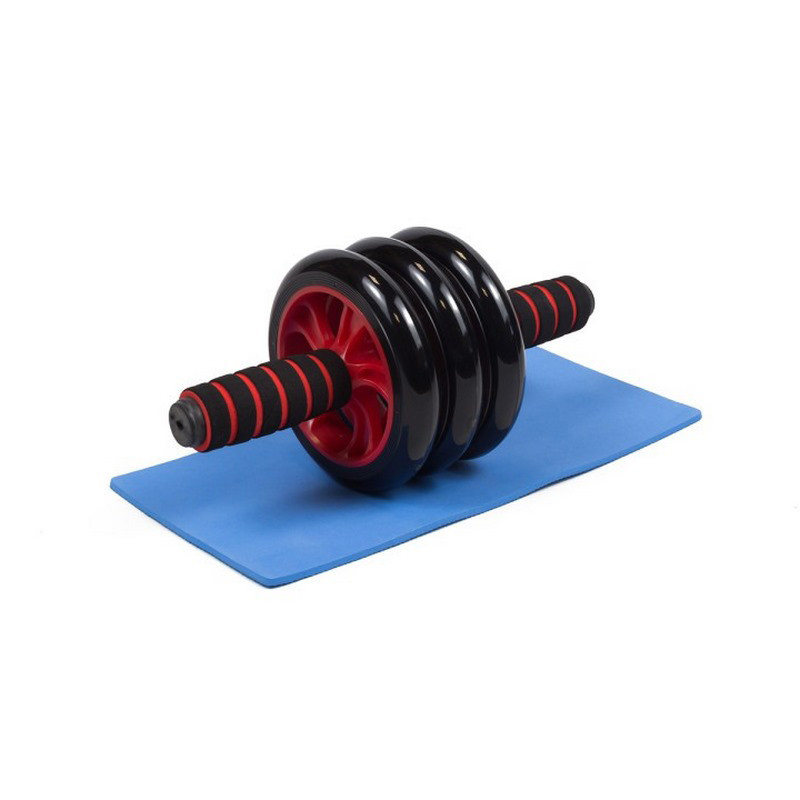 Ролик для пресса с ковриком EasyFit EF-1353-R Красный (3 колеса)