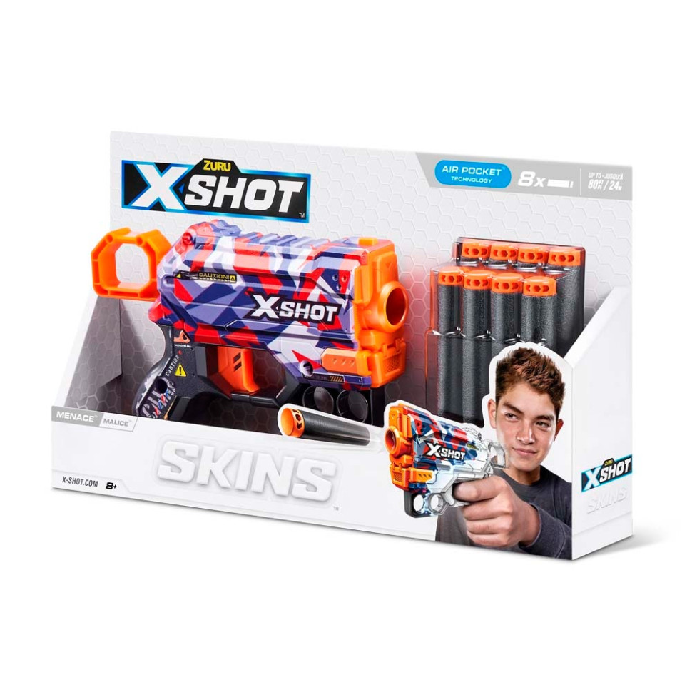 Швидкострільний бластер Skins Menace Malice X-Shot Zuru 36515M 8 патронів