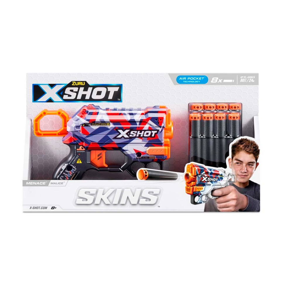 Швидкострільний бластер Skins Menace Malice X-Shot Zuru 36515M 8 патронів