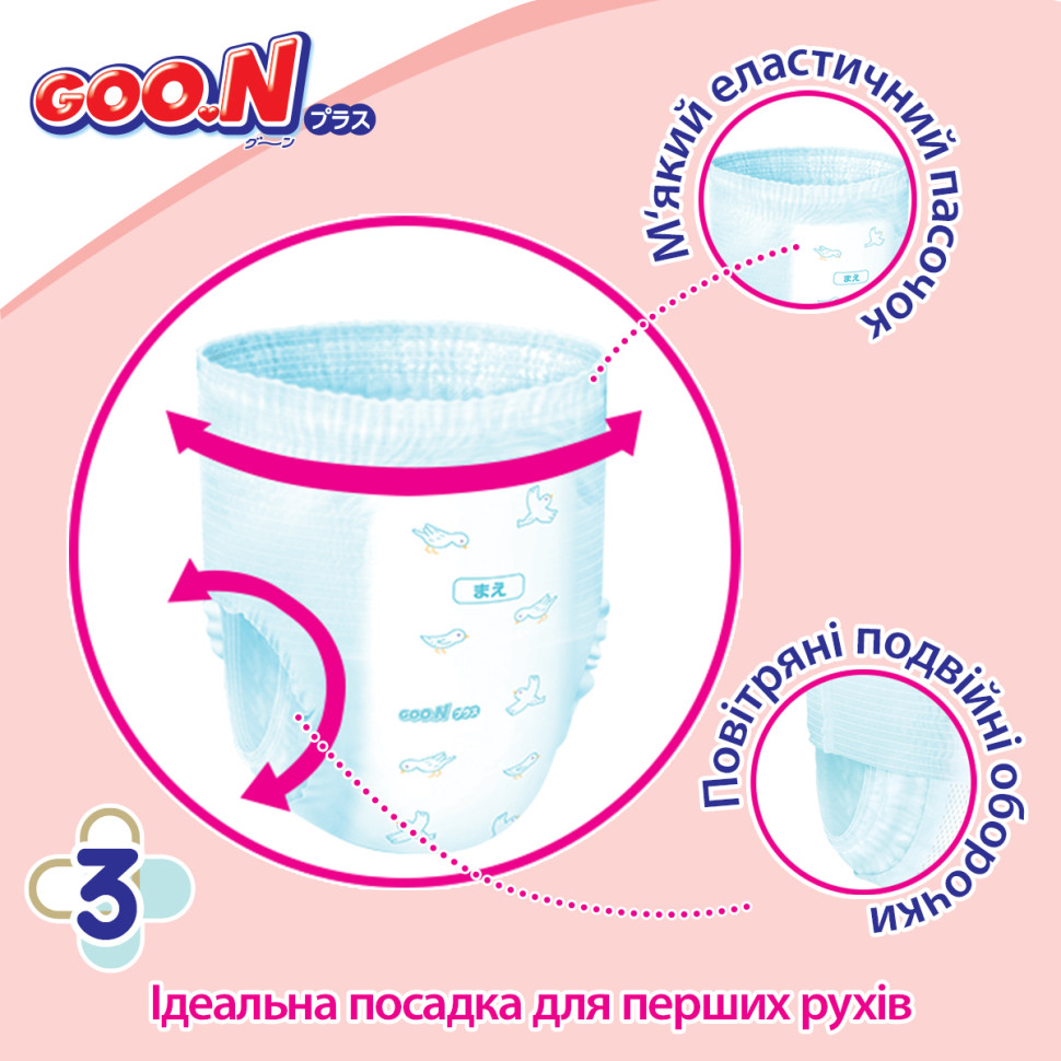 Трусики-подгузники для детей 13-25 кг GOO.N Plus 843351 размер BigBig (XXL), 28 шт