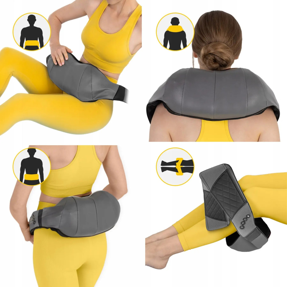 Накидка-масажер Shiatsu Luxury+ 4FIZJO 4FJ0563 для шиї та спини, акумуляторний Grey