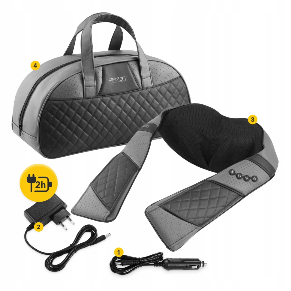 Накидка-масажер Shiatsu Luxury+ 4FIZJO 4FJ0563 для шиї та спини, акумуляторний Grey