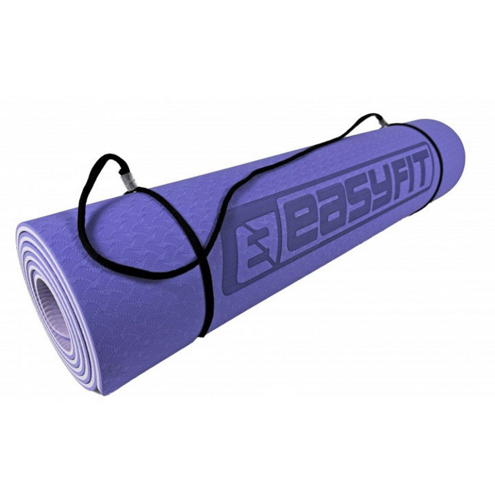 Килимок для йоги та фітнесу EasyFit EF-1924-VV, TPE+TC 6 мм, двошаровий бузковий-св.бузковий