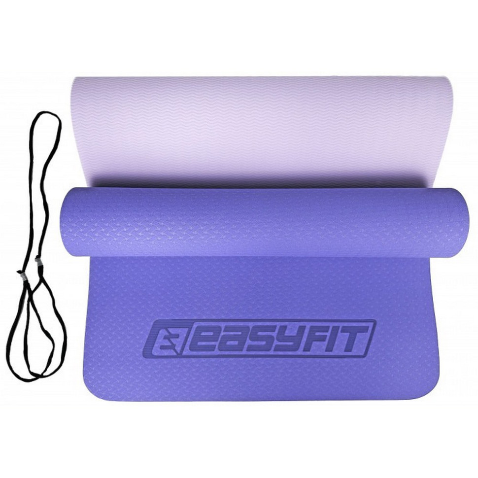 Килимок для йоги та фітнесу EasyFit EF-1924-VV, TPE+TC 6 мм, двошаровий бузковий-св.бузковий