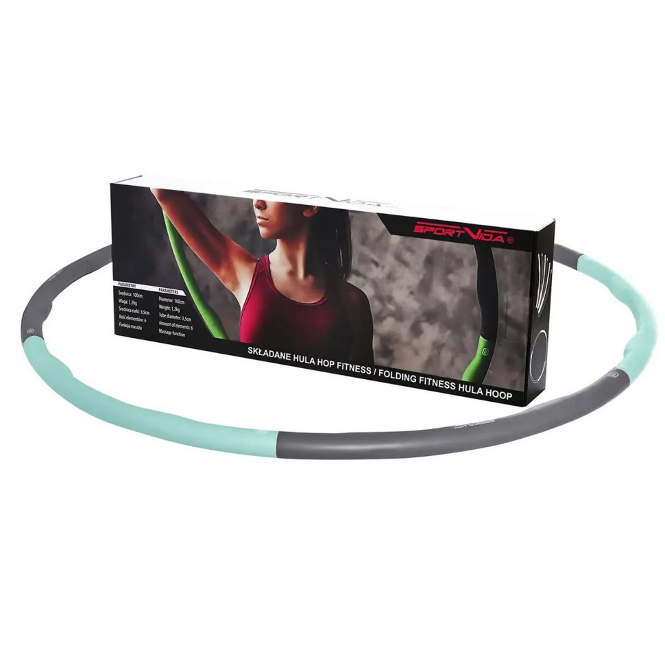 Обруч массажный Hula Hoop SportVida SV-HK0337, 100 см 1.2 кг, Grey/Sky Blue