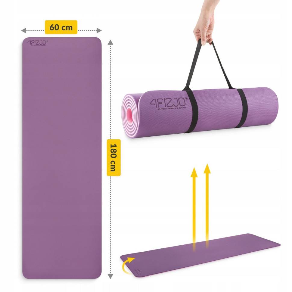 Коврик мат для йоги и фитнеса 4FIZJO P-5907739316967, 180x60x1 см, Violet/Pink 