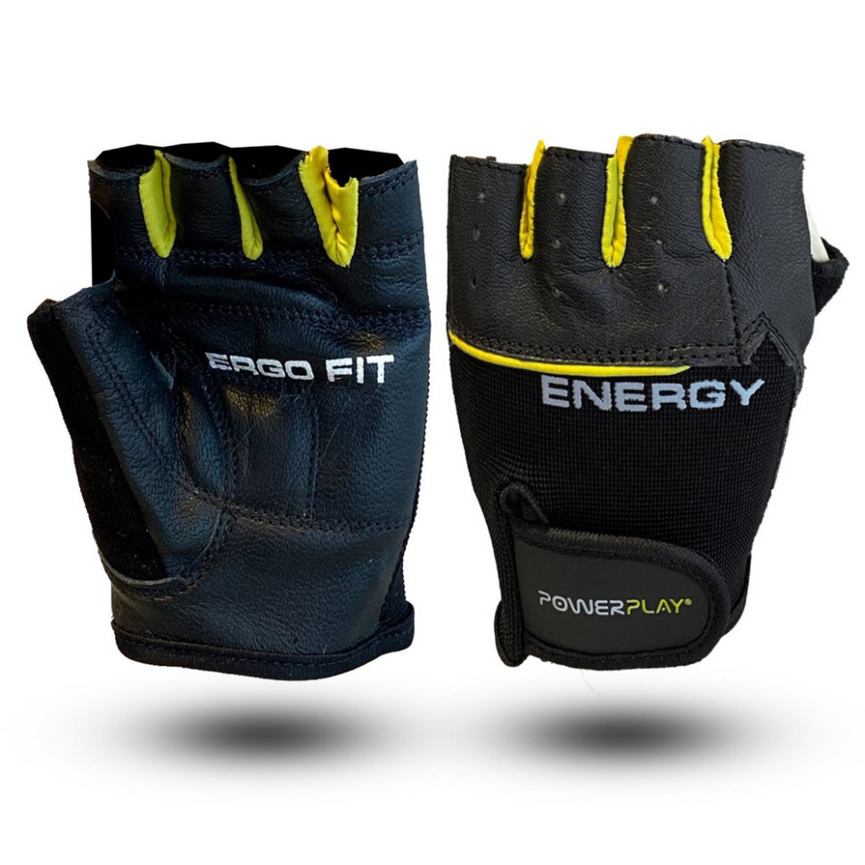 Перчатки для фитнеса Energy PowerPlay PP_9058_S_Energy, черно-желтые, S