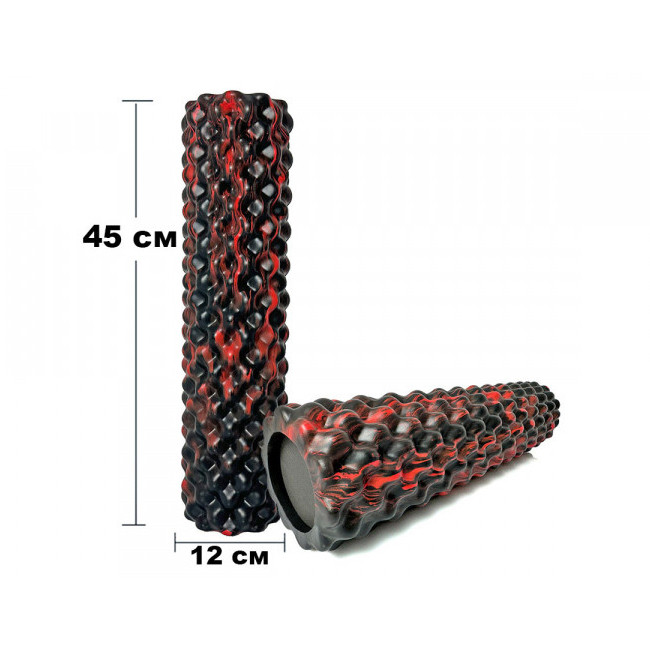 Масажний ролик Bubbles EasyFit EF-3341-1-Bk чорний-червоний 45 см