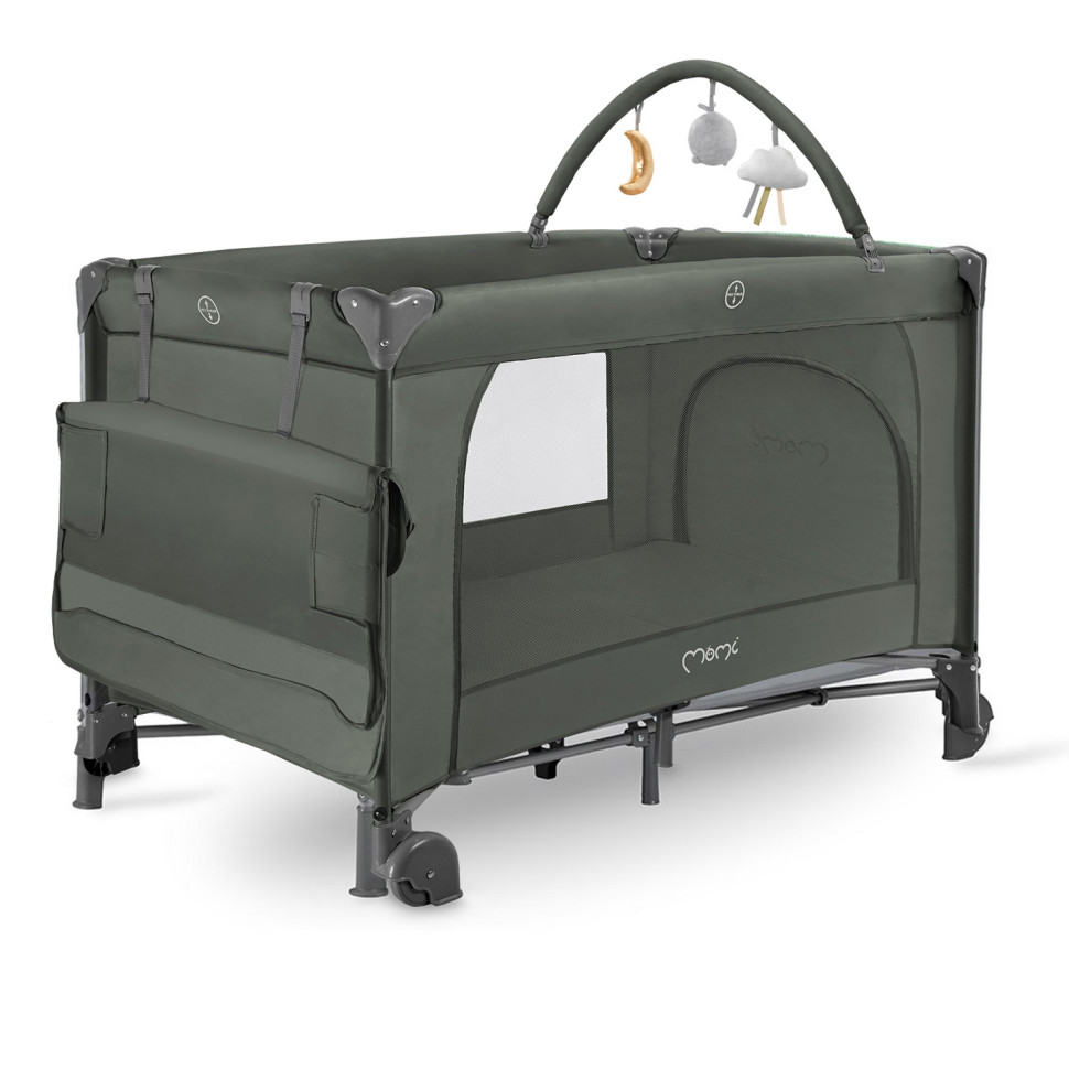 Детская кровать-манеж BELOVE PLUS MoMi LOZE00025 dark green складная, с игрушками
