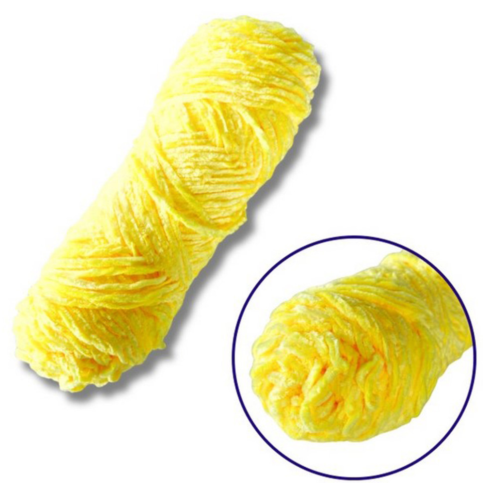 Пряжа плюшева синель Brushme PP102, 100 грам, 100% поліестер, яскраво-жовтий