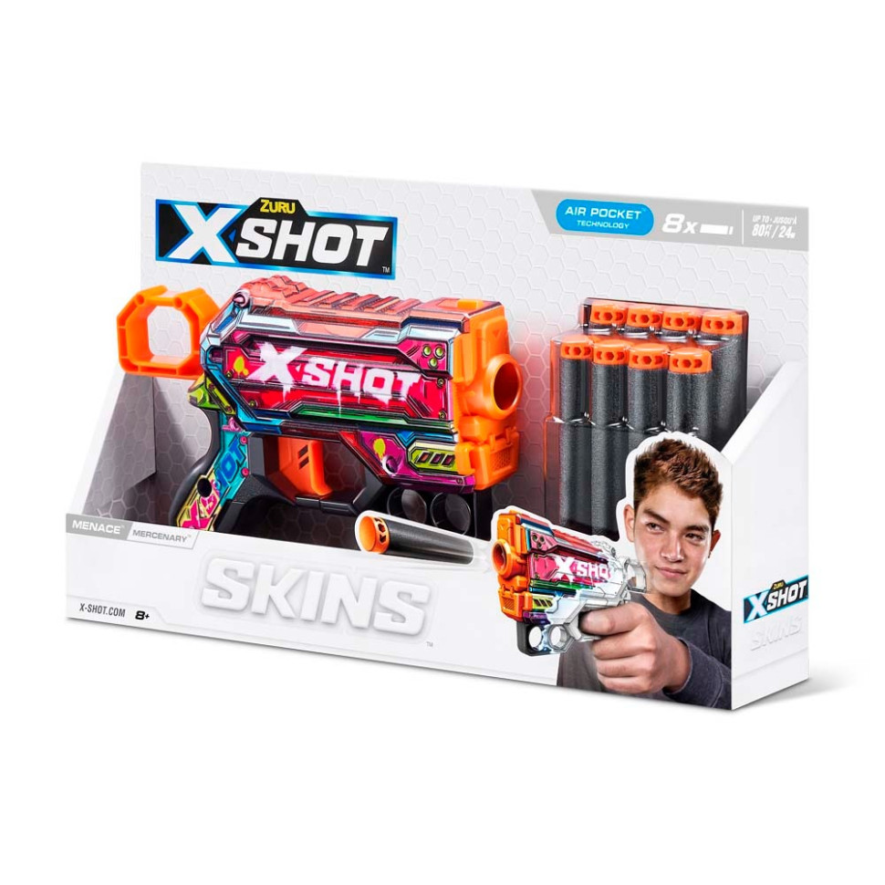 Швидкострільний бластер Skins Menace Mercenary X-Shot Zuru 36515P 8 патронів