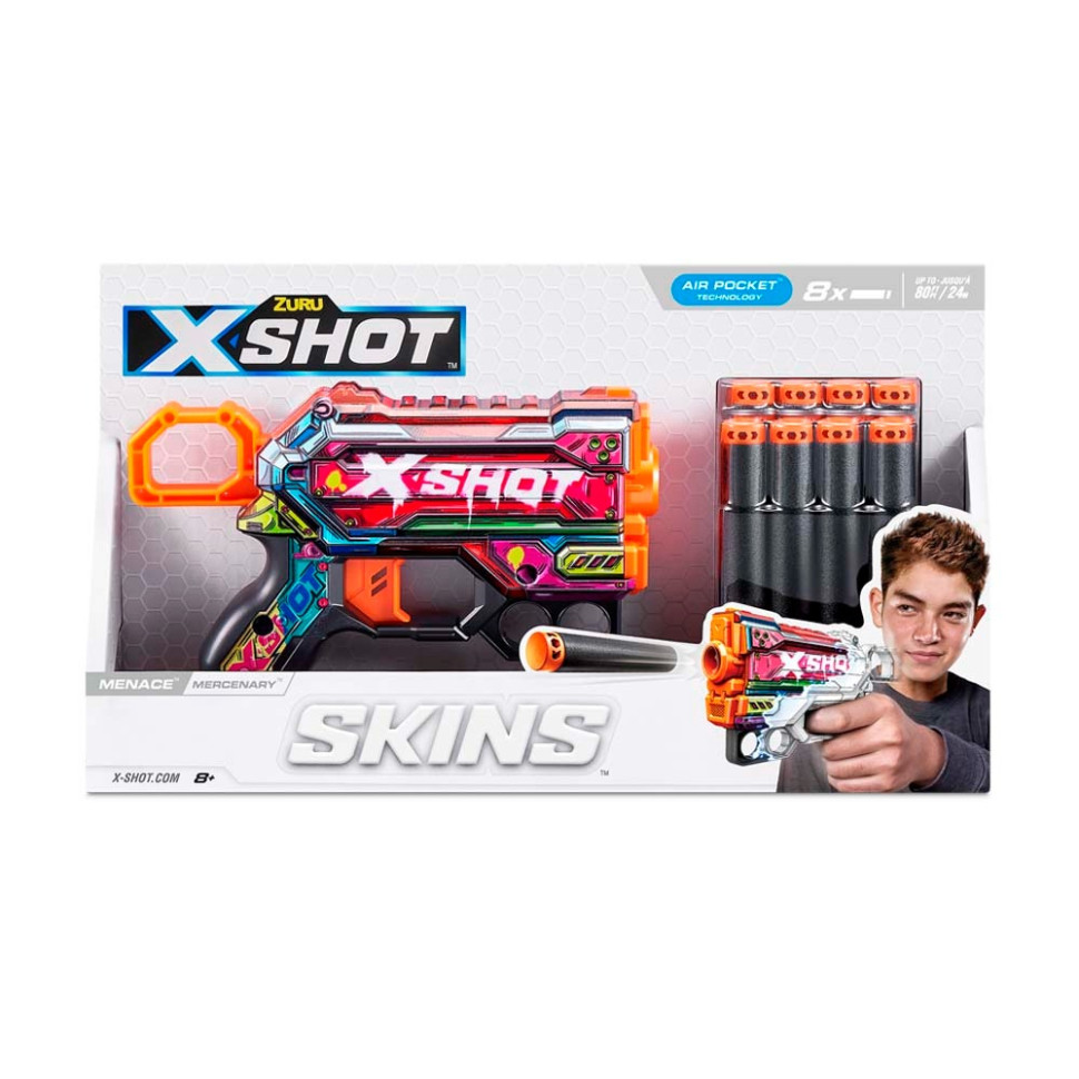 Швидкострільний бластер Skins Menace Mercenary X-Shot Zuru 36515P 8 патронів