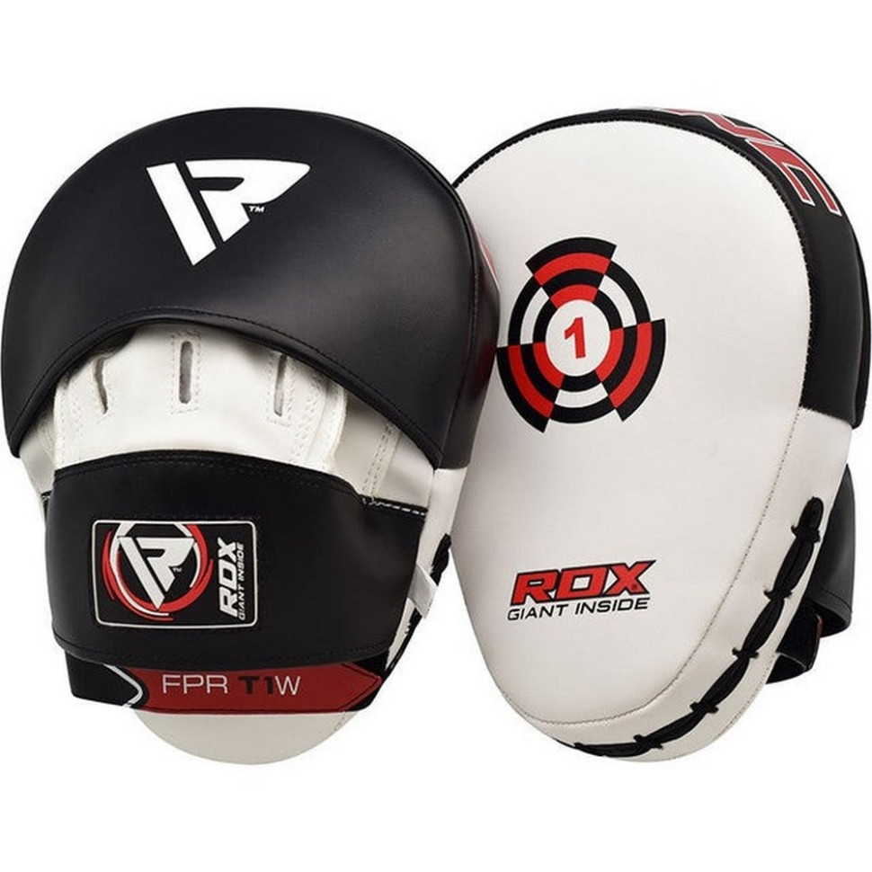 Лапи боксерські T1 Curved RDX Inc Limited FPR-T1W, White/Black