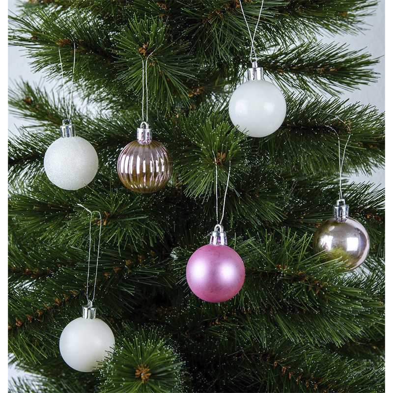 Ялинкові пластикові кульки Jumi 5900410960190 комплект 48 шт, 4 см, білий-ліловий