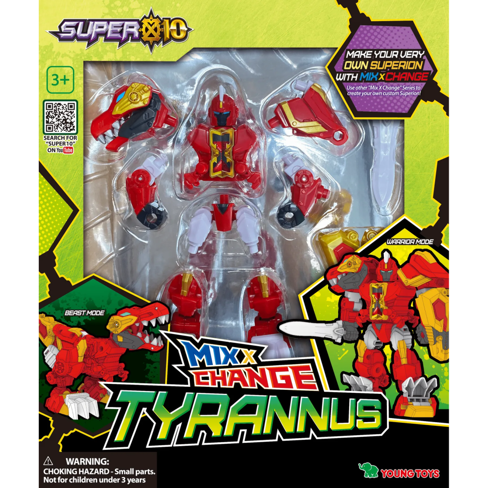 Детский игрушечный транформер MIX Тиранус Super10 Young Toys 314065