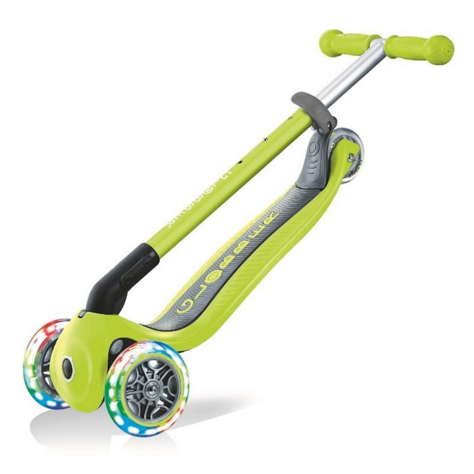 Самокат трехколесный PRIMO FOLDABLE LIGHTS GLOBBER 432-106-2 зеленый, колеса с подсветкой