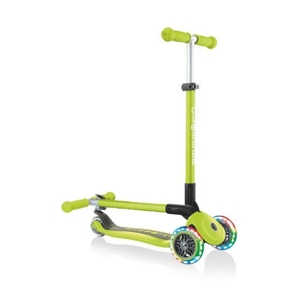 Самокат трехколесный PRIMO FOLDABLE LIGHTS GLOBBER 432-106-2 зеленый, колеса с подсветкой