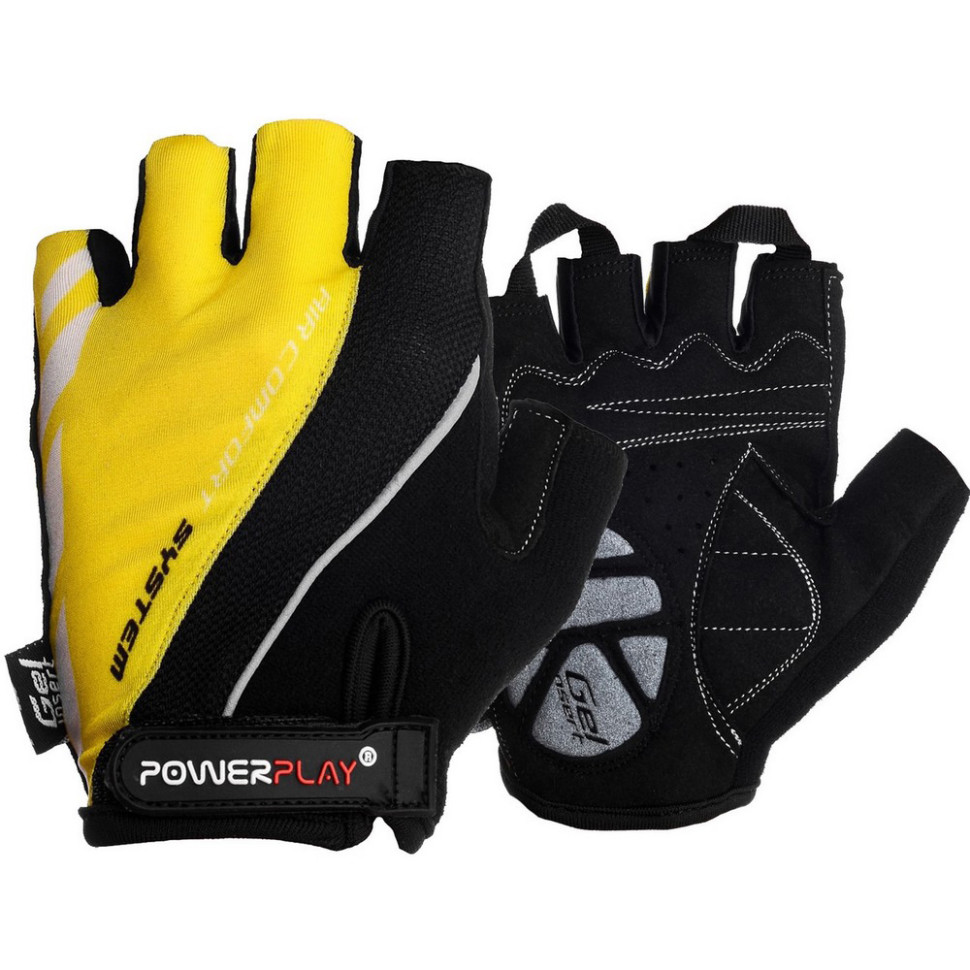 Велоперчатки PowerPlay 5024D_M_Yellow, Черно-желтые, M